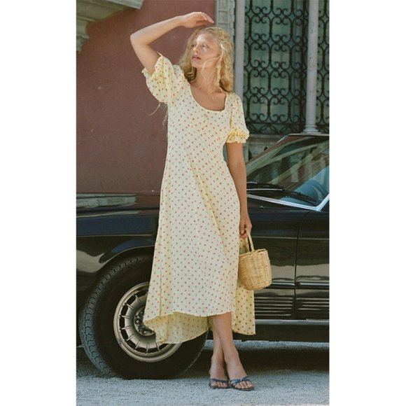 Faithfull the Brand Dresses & Skirts - NWT Faithfull the Brand Linnie Floral Midi Dress Santa Maria Yellow Pink Small